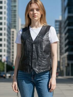 first genuine leather Adults motorcycle Vest Size 42
